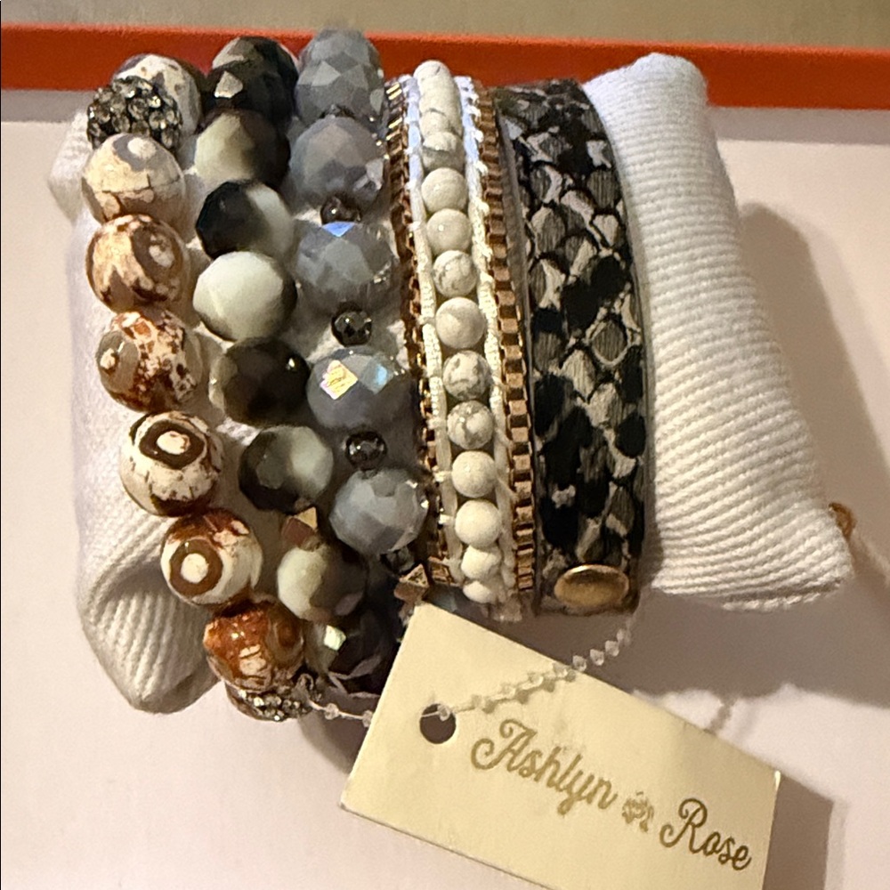NWT Ashlyn & Rose Multi-Color Mixed Bead Bracelet Set